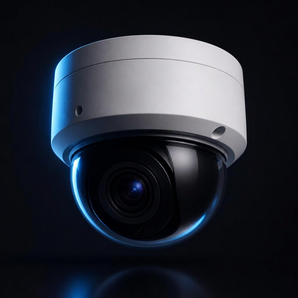 Premium IP dome security camera with blue rim lighting